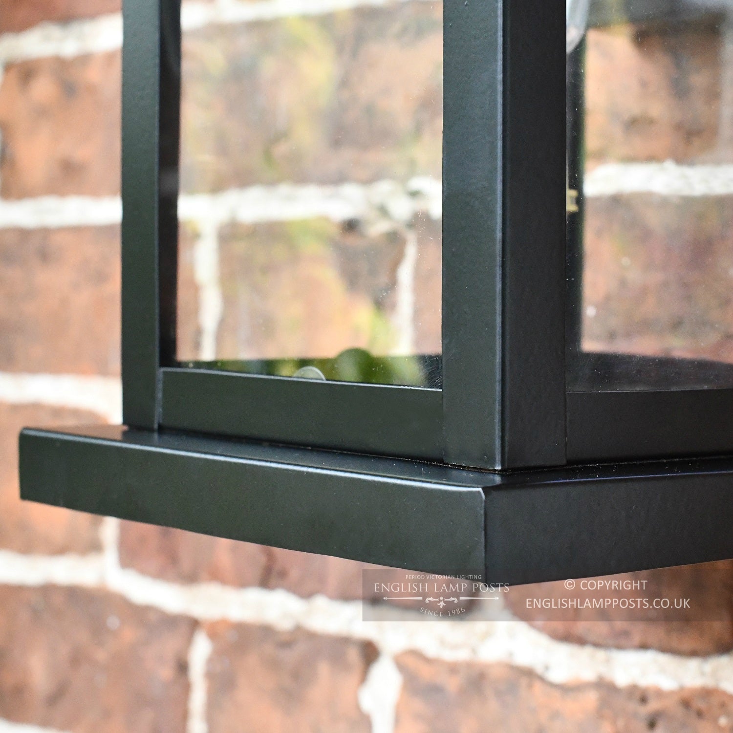 Close Up Of Black and Copper Traditional Suspended Flush Porch Lantern
