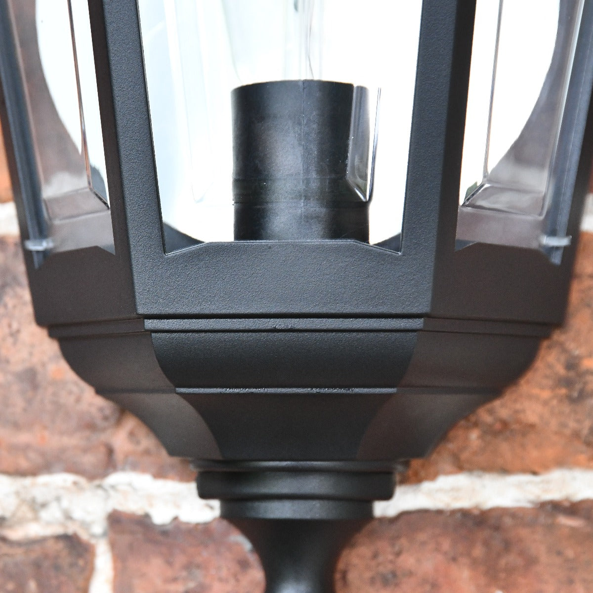 Close Up Of Black Bellvue Flush Wall Lantern