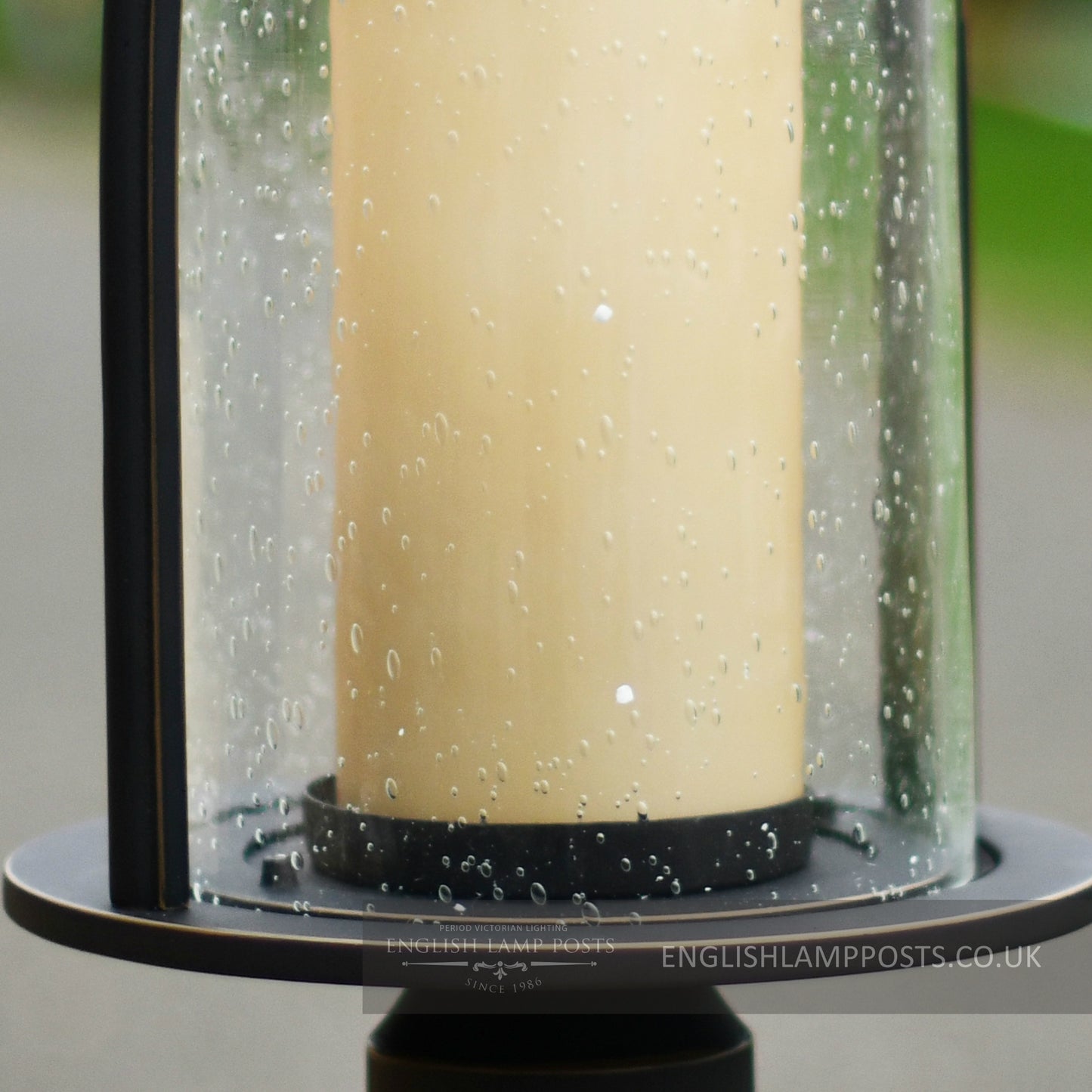 Close Up Of Rustic Country Chic Garden Pillar Light