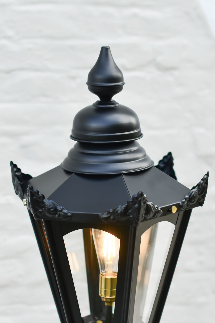 Close up of the black lantern roof