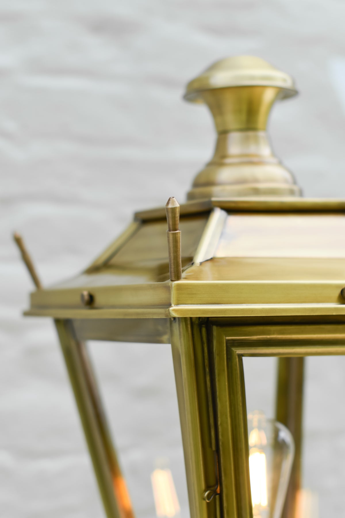 Close up of the brass finials