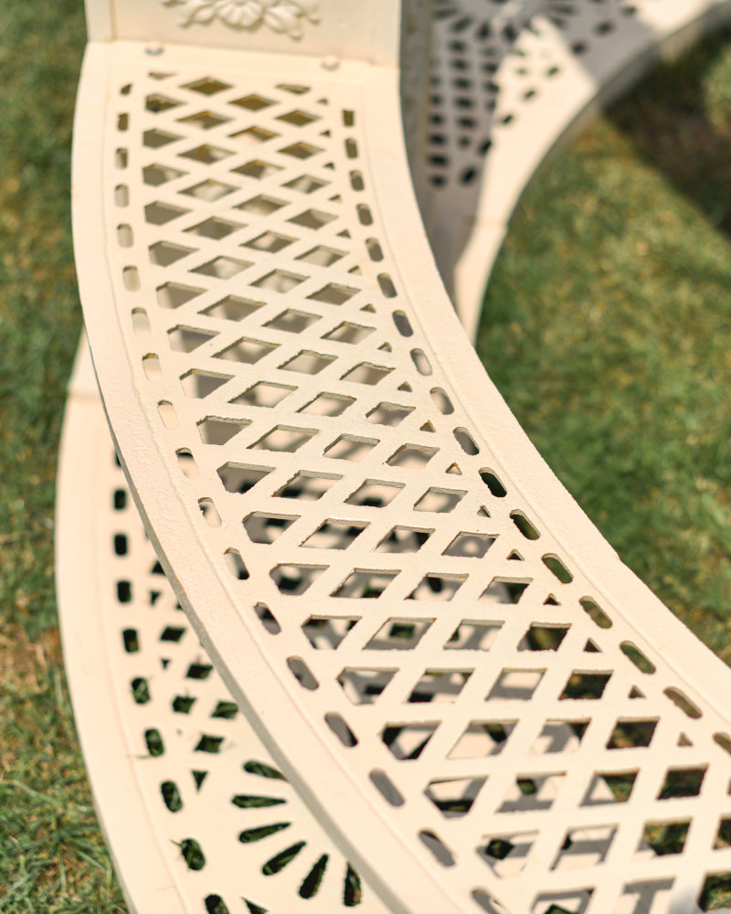 Close up of the cream bench