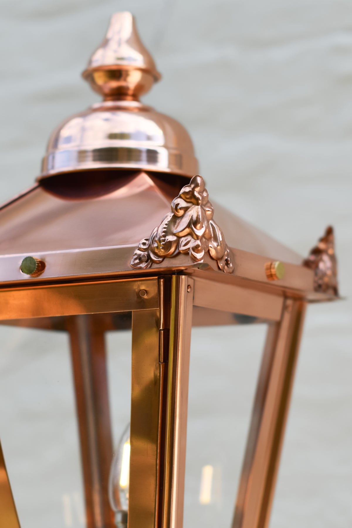 Close up of the embossed finials