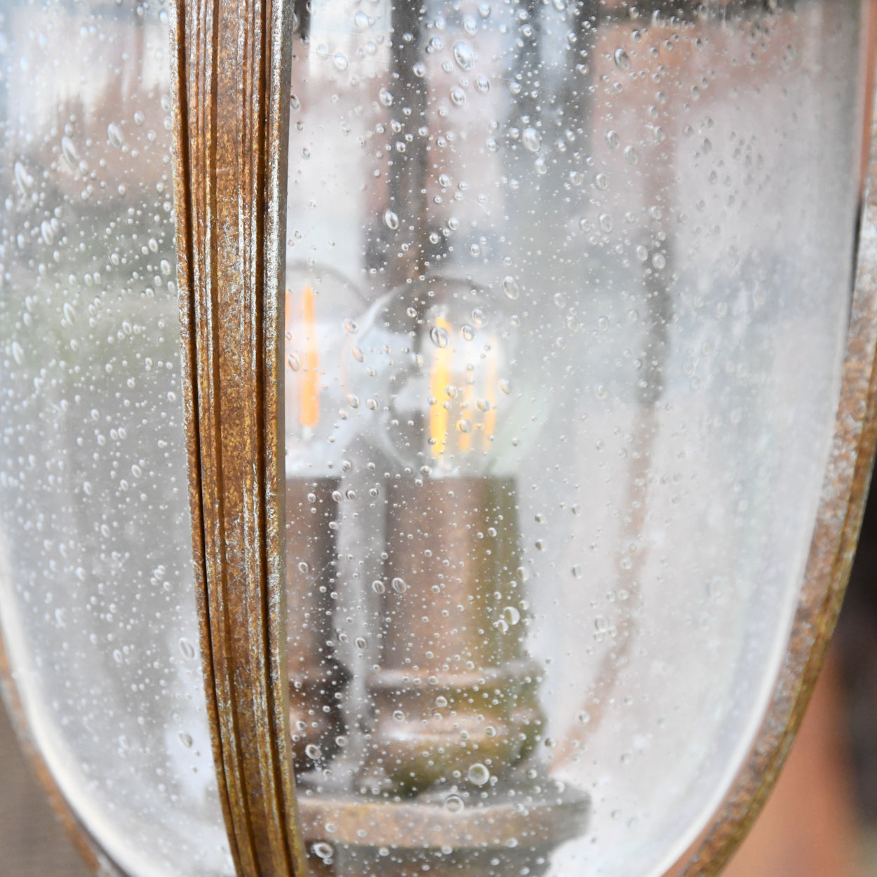 Close up of the seeded glass