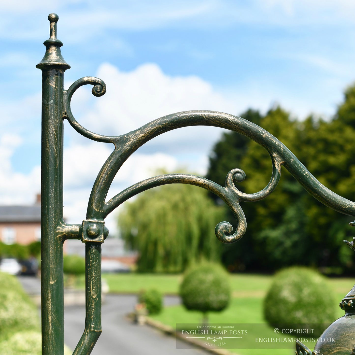 Close Up On Cast Iron Lamp Post Scrolled Bracket