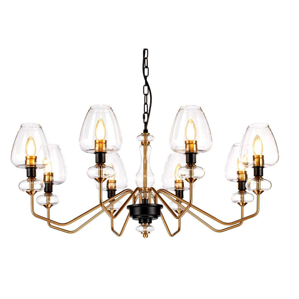 'Clyne' Eight Light Antique Brass And Black Pendant Light
