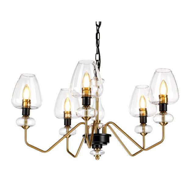 'Clyne' Five Light Antique Brass And Black Pendant Light - thumbnail