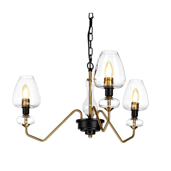 'Clyne' Three Light Antique Brass And Black Pendant Light