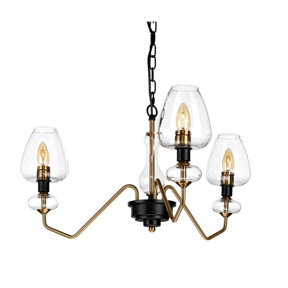 The 'Clyne' three light pendant light not illuminated