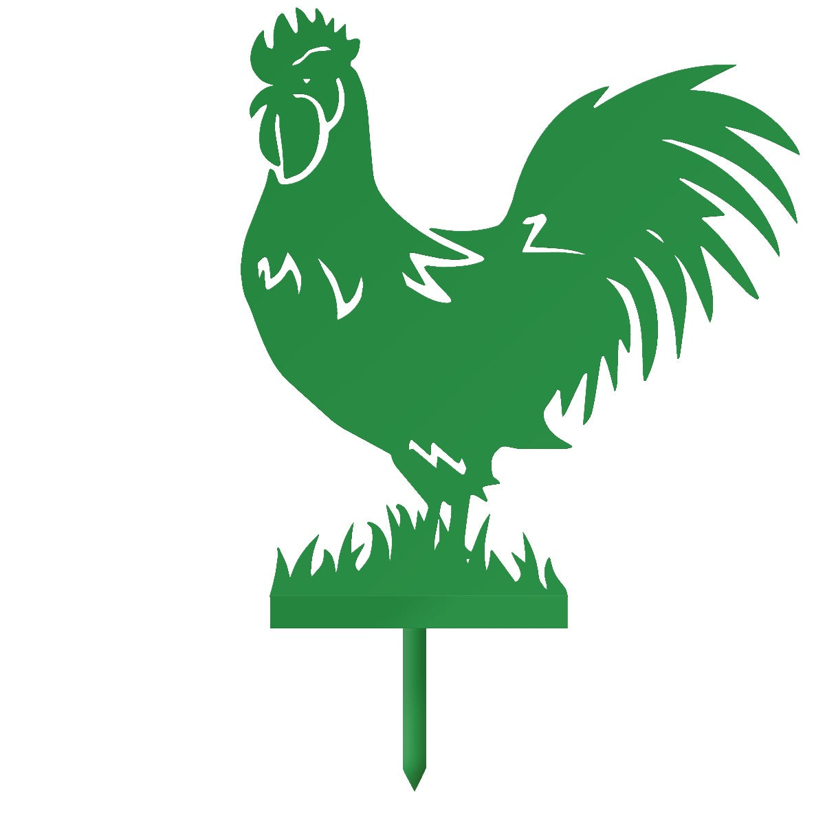 Rooster Garden Sheet Steel Silhouette In Green