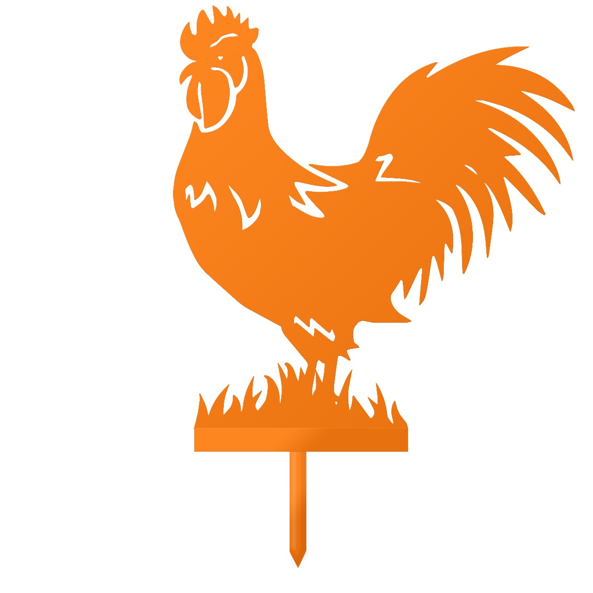 Rooster Garden Sheet Steel Silhouette In Orange
