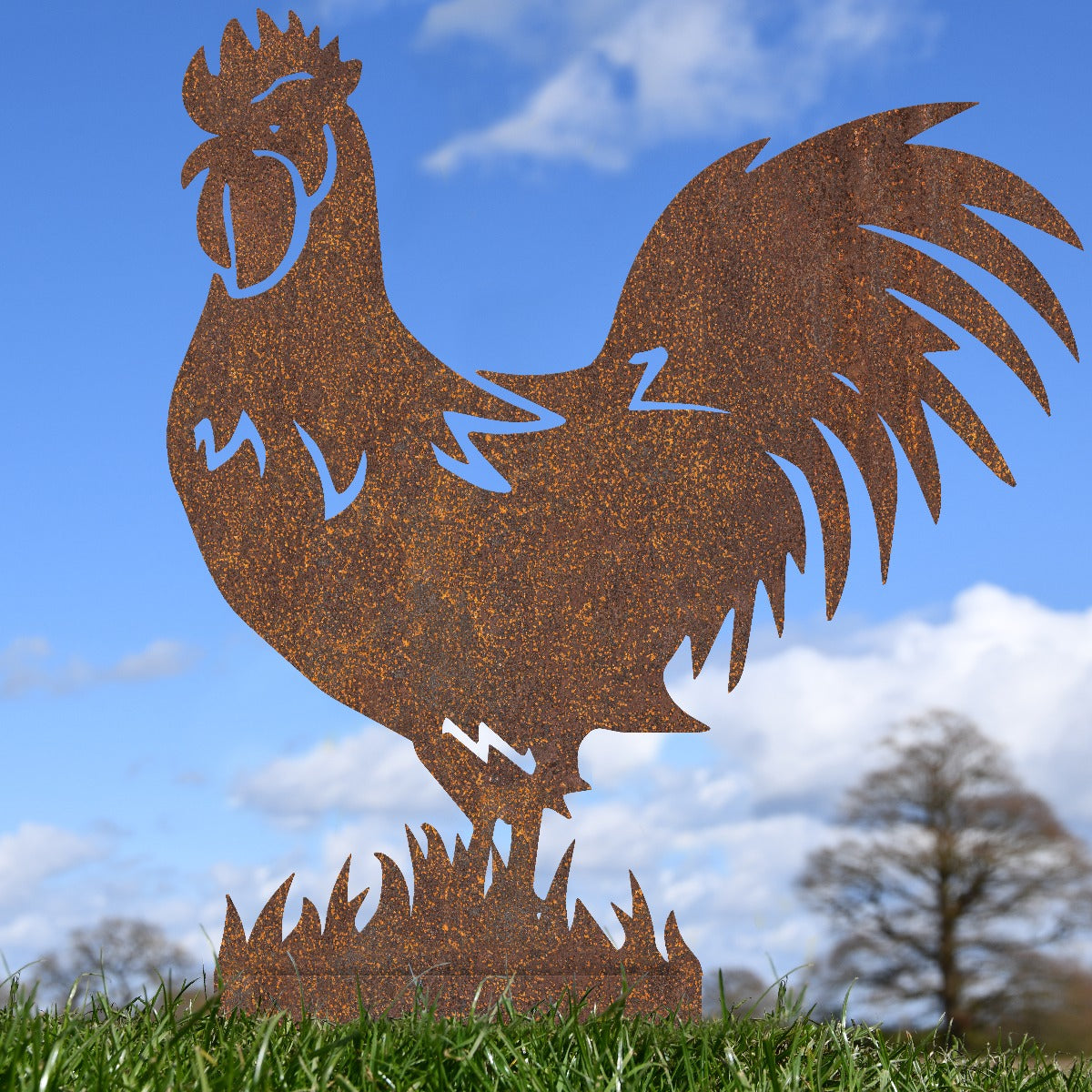 Rusic Rooster Garden Sheet Steel Silhouette In Rustic