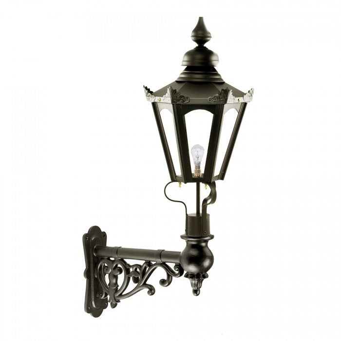 Black Hexagon Wall Light On Ornate Bracket