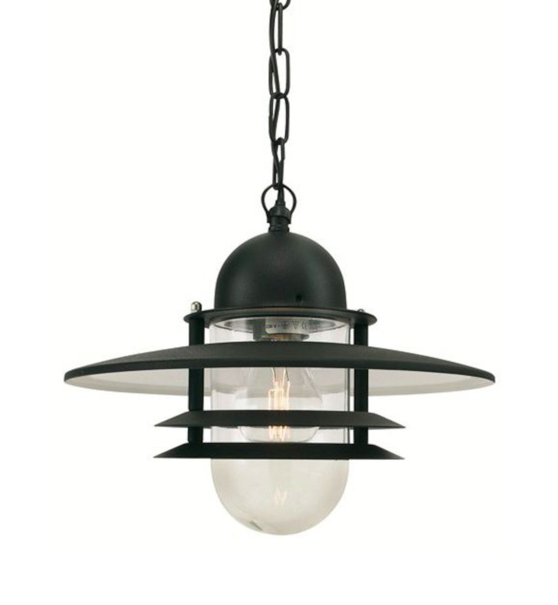 The modern chain lantern illuminated