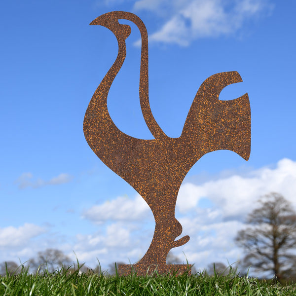 Contemporary Cockerel Garden Sheet Steel Silhouette In Rustic