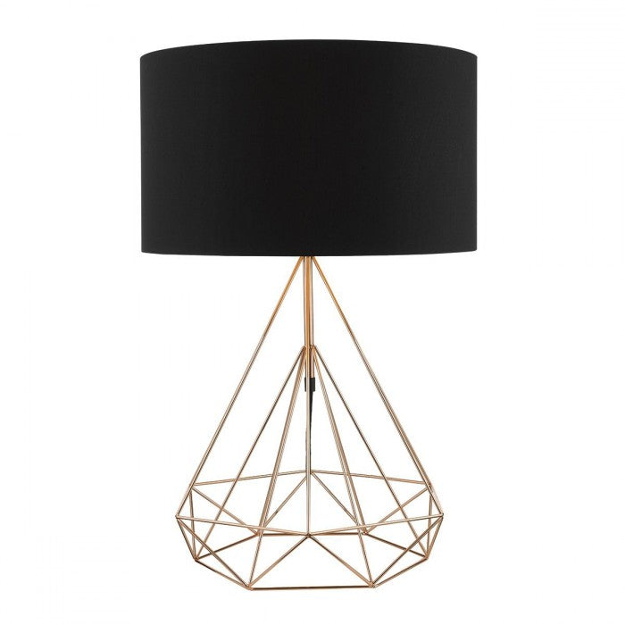 Contemporary Copper and Black Geometric Table Lamp