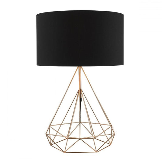 Contemporary Copper and Black Geometric Table Lamp