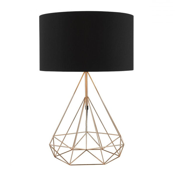 Contemporary Copper and Black Geometric Table Lamp