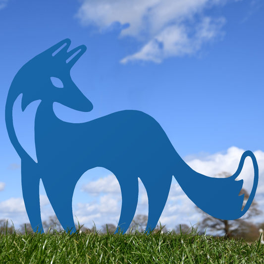 Contemporary Fox Garden Sheet Steel Silhouette In Blue