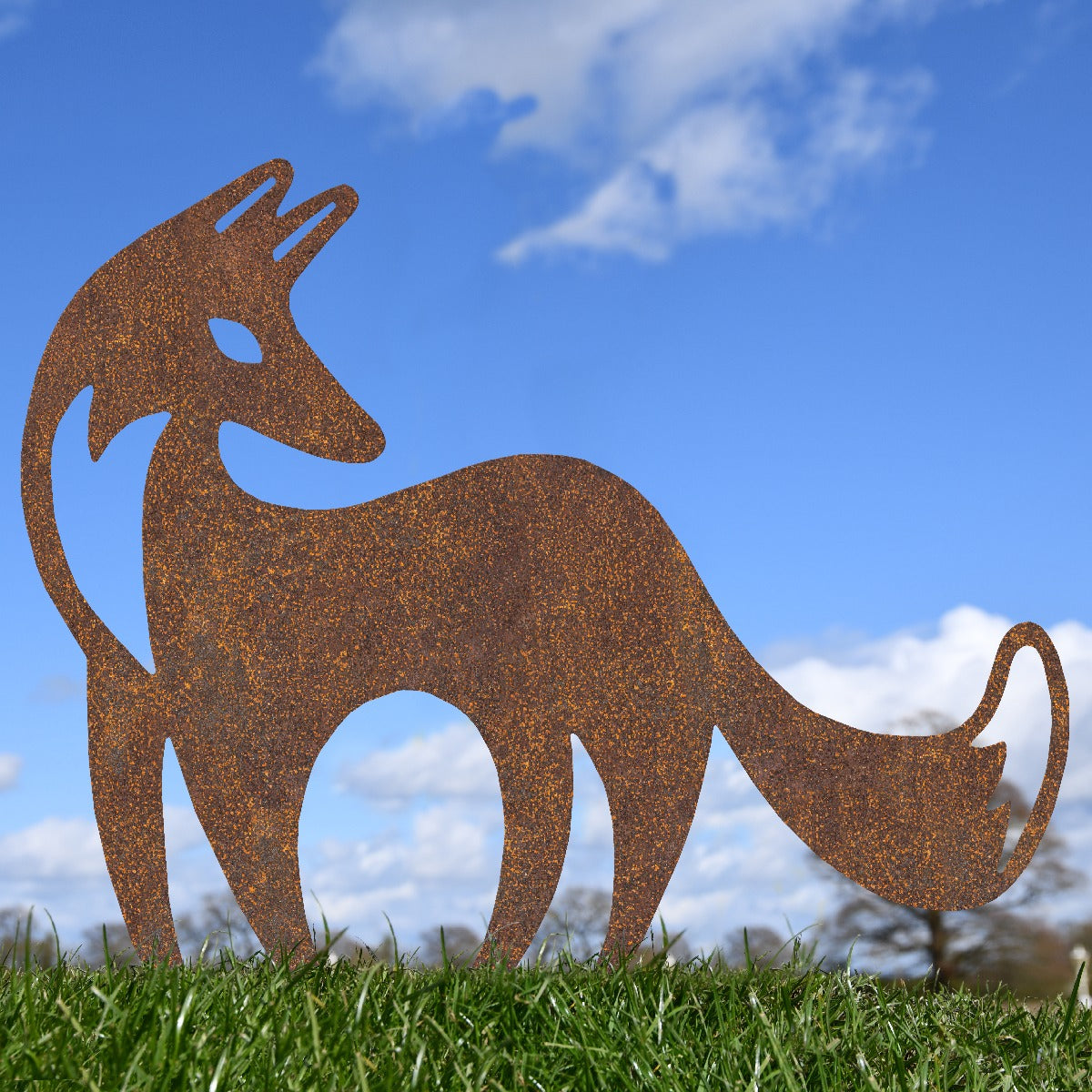 Contemporary Fox Garden Sheet Steel Silhouette In Rustic