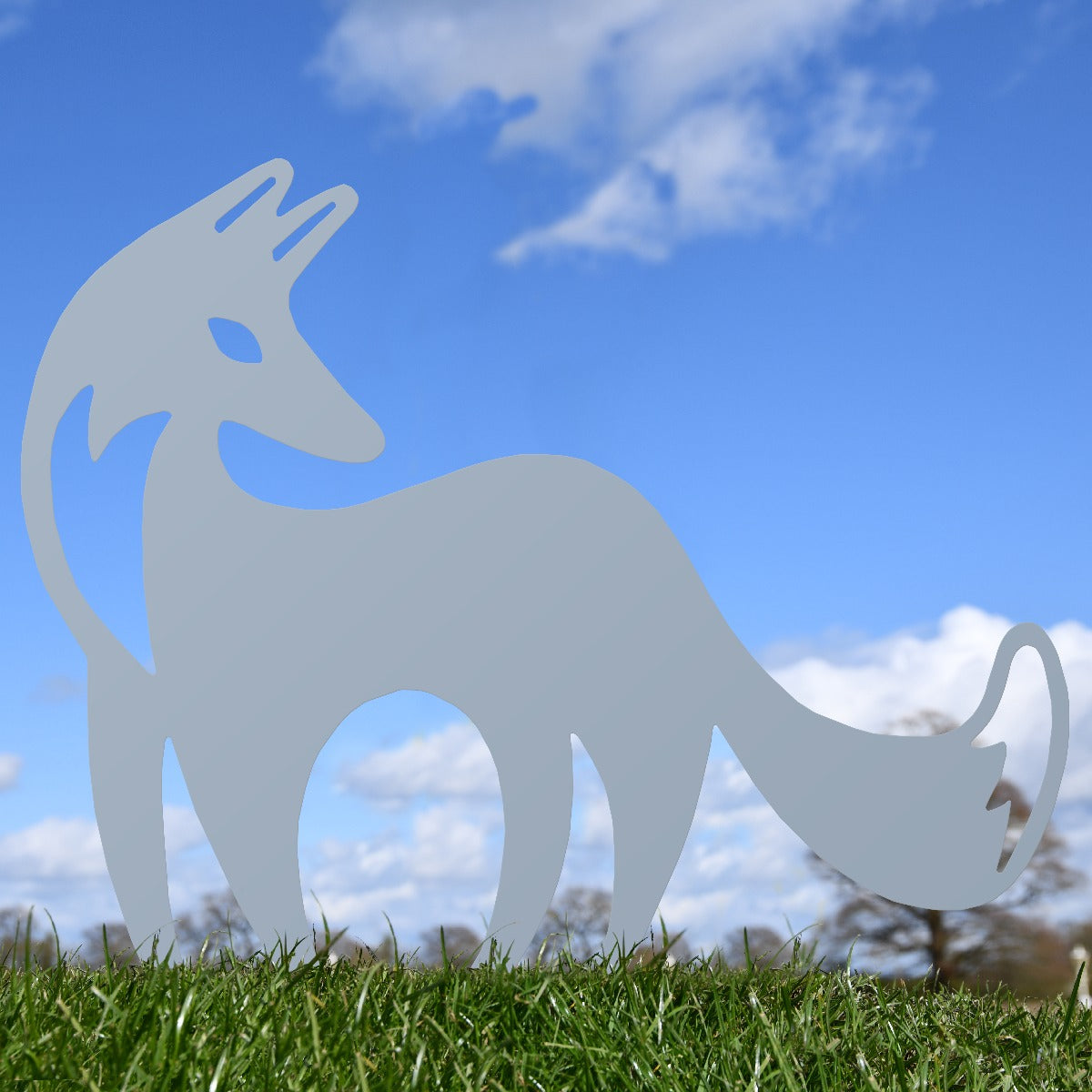 Contemporary Fox Garden Sheet Steel Silhouette In Silver