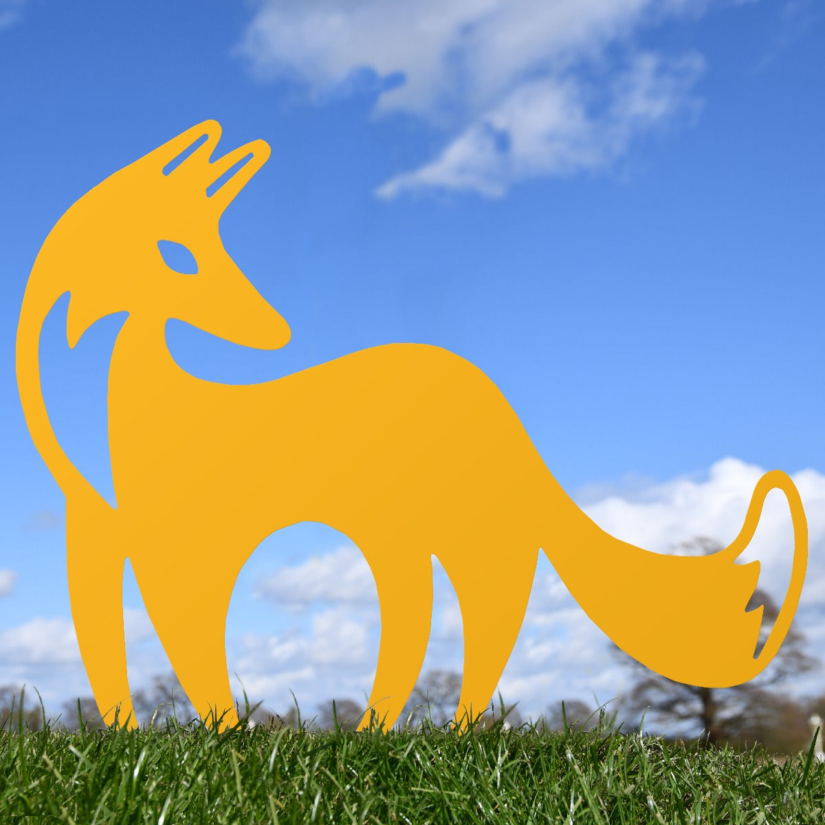 Contemporary Fox Garden Sheet Steel Silhouette In Silver