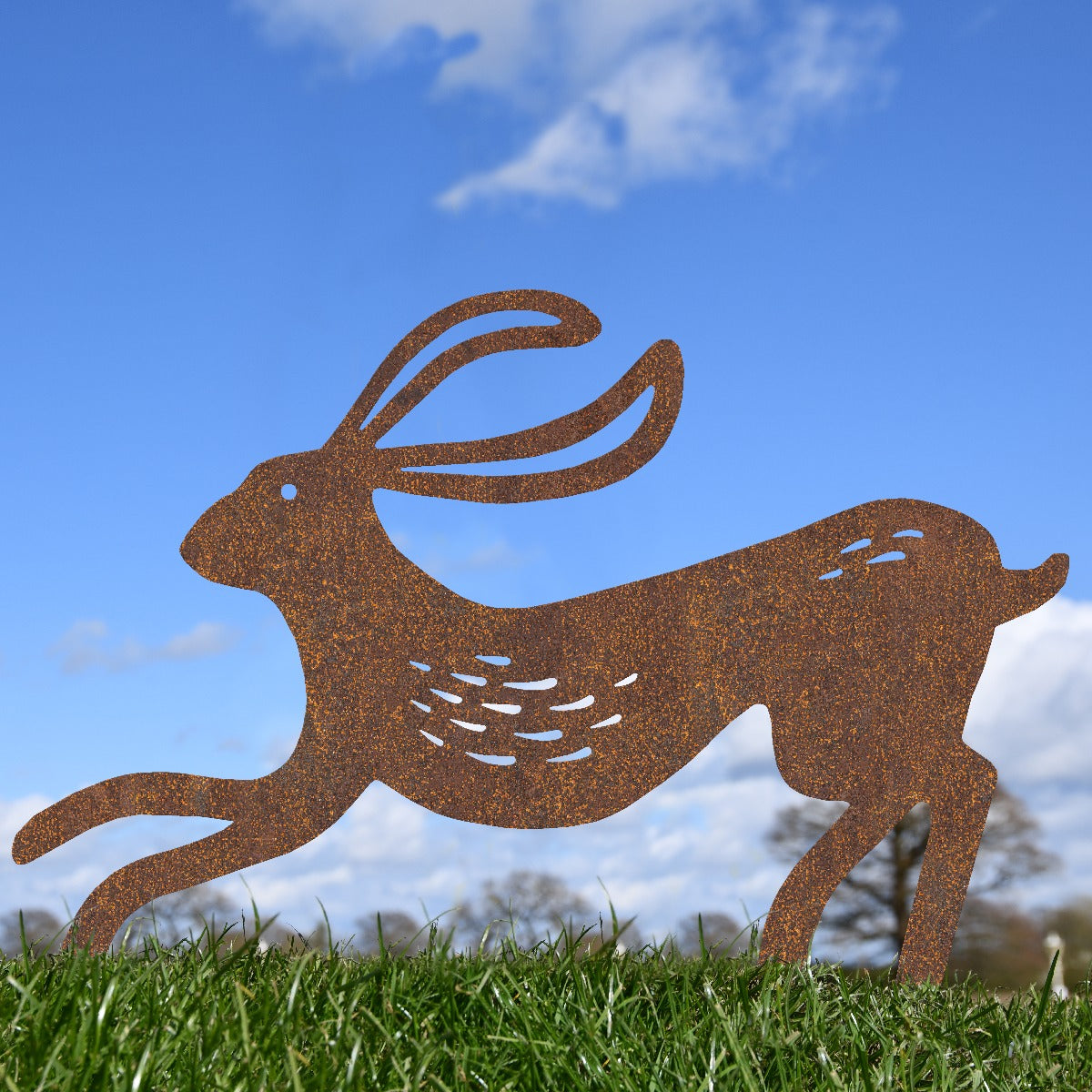 Contemporary Hare Garden Sheet Steel Silhouette In Rustic