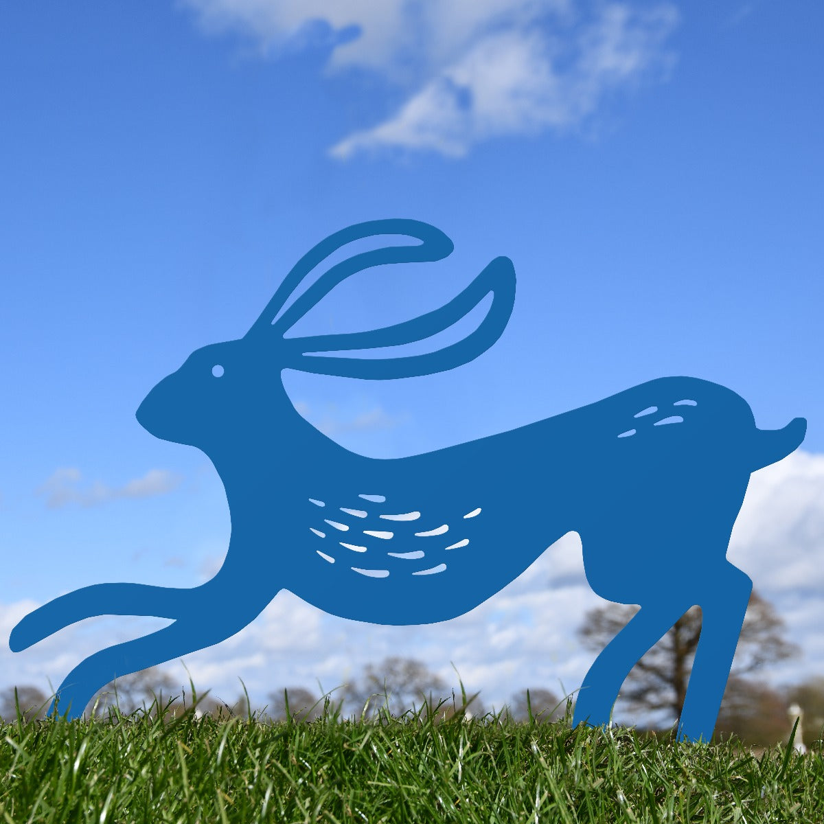 Contemporary Hare Garden Sheet Steel Silhouette In Blue
