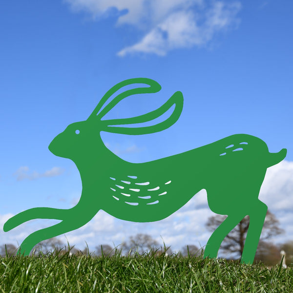 Contemporary Hare Garden Sheet Steel Silhouette In Green