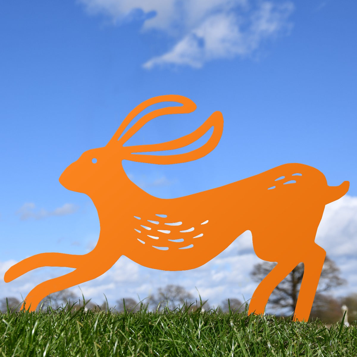 Contemporary Hare Garden Sheet Steel Silhouette In Orange