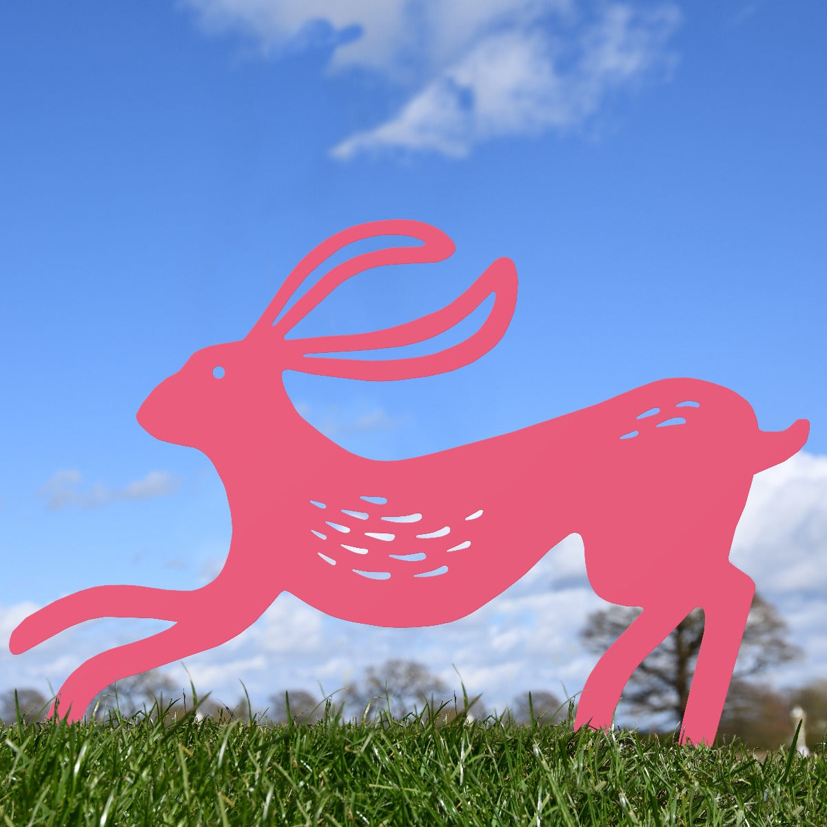 Contemporary Hare Garden Sheet Steel Silhouette In Pink