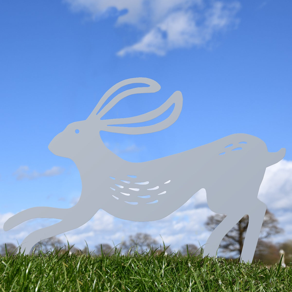 Contemporary Hare Garden Sheet Steel Silhouette In Silver