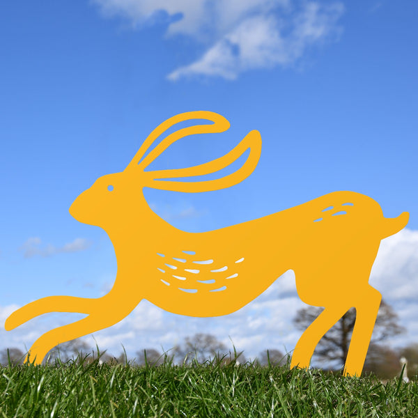 Contemporary Hare Garden Sheet Steel Silhouette In Yellow