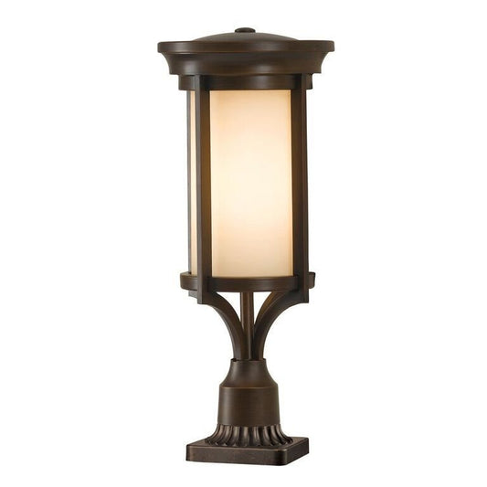 Contemporary Pillar Post Light with Opal Glass