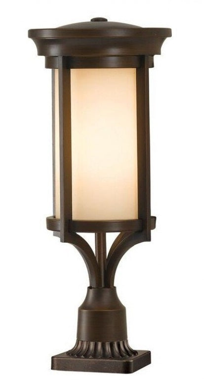Contemporary Pillar Post Light with Opal Glass
