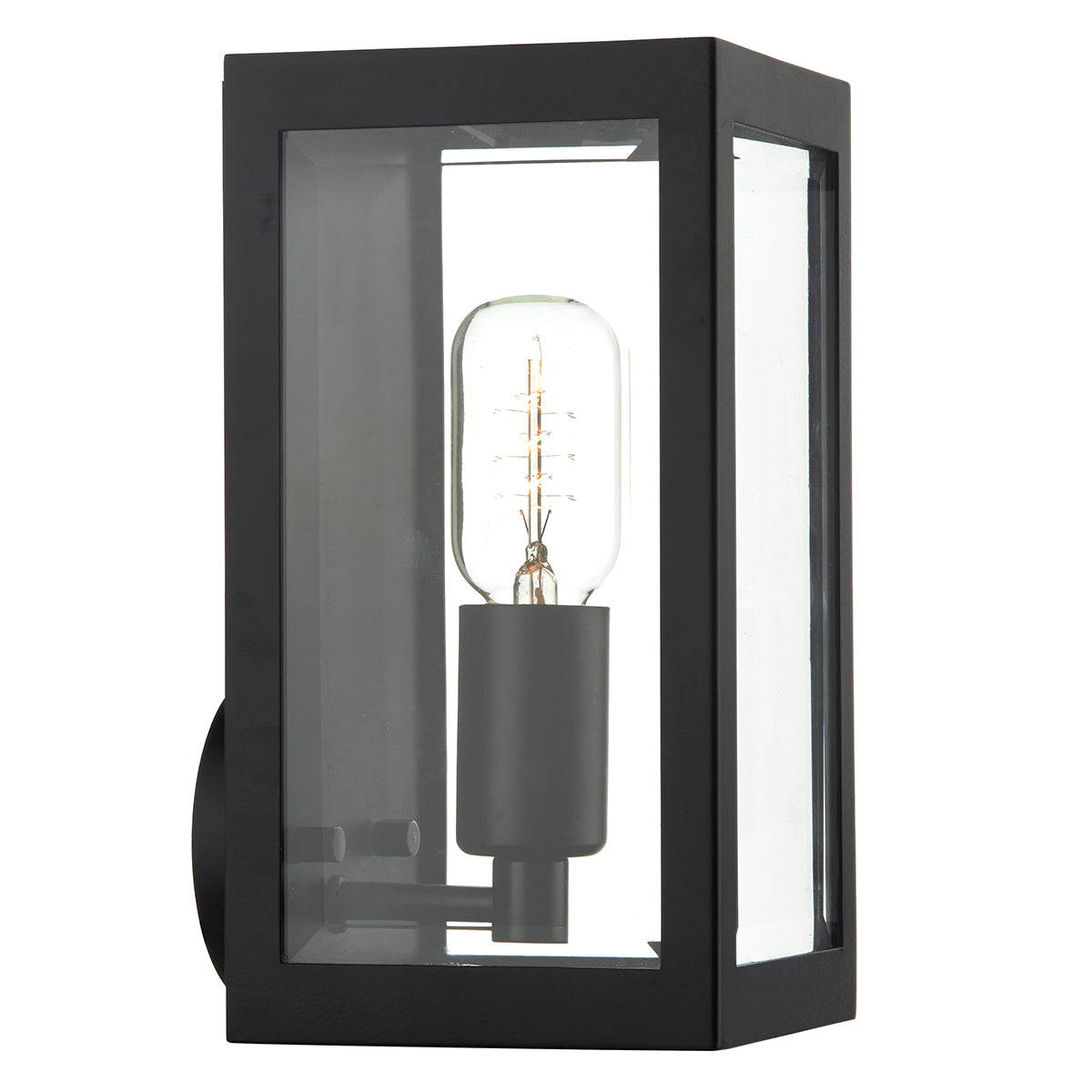 Black flush fitting contemporary wall lantern