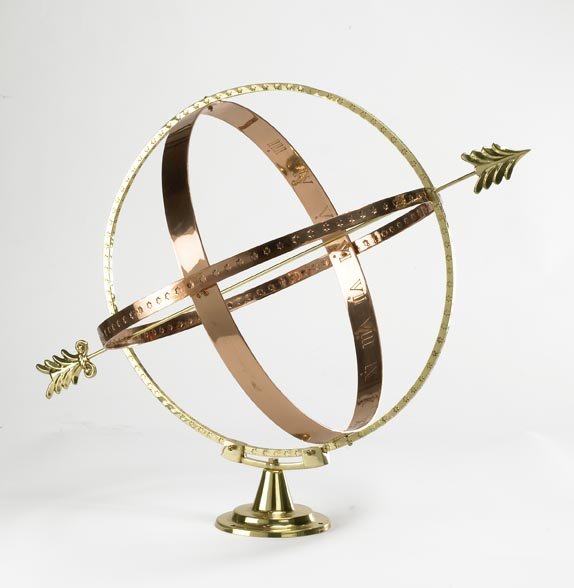 'Solstice Keeper' Brass and Copper Armillary Sphere