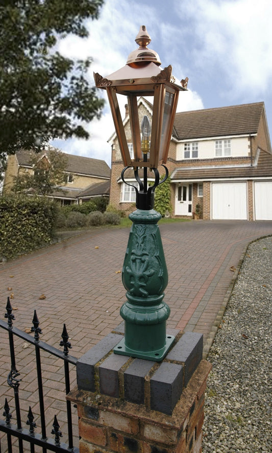 Green & Copper Mini Victorian Lamp Post Set