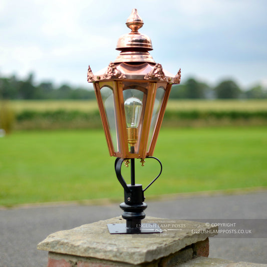 Copper Hexagon Entrance Light Set 76cm Tall
