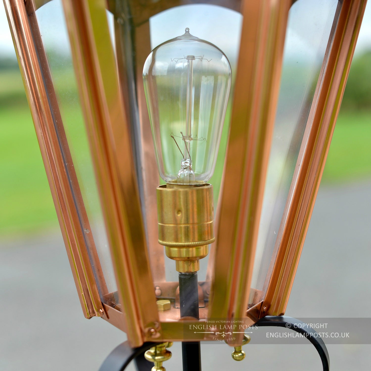 Copper Hexagon Entrance Light Set With Brass Bulb Holder