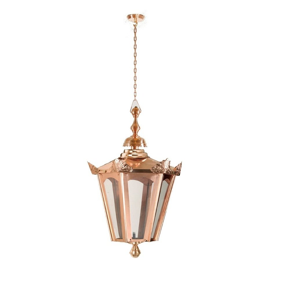 copper hexagon hanging lantern