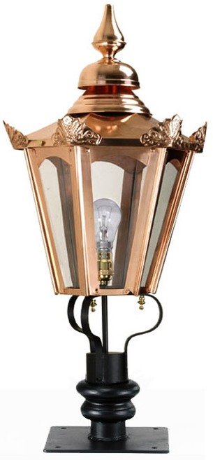 Copper Hexagon Lantern and Pillar Bracket