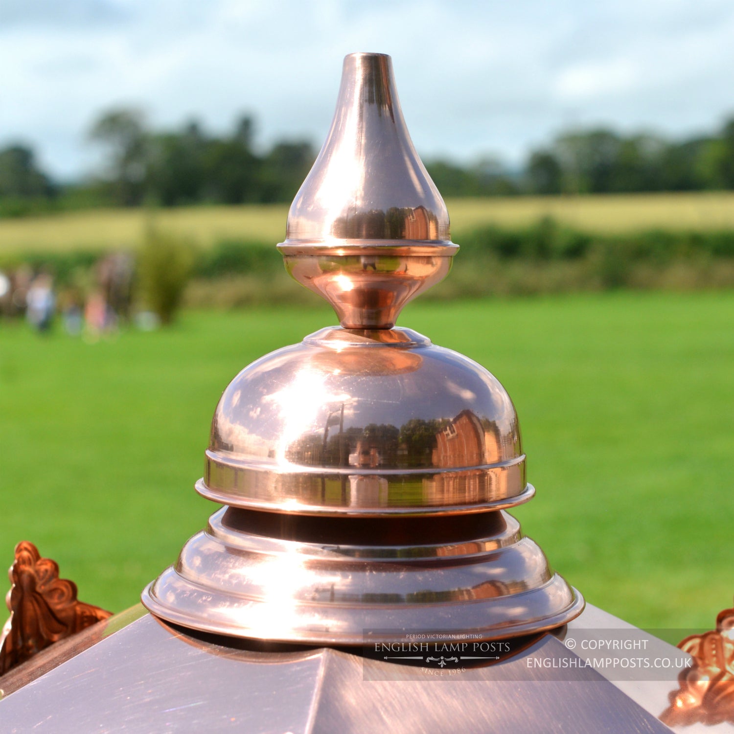 Copper Hexagonal Pillar Light and Lantern Set