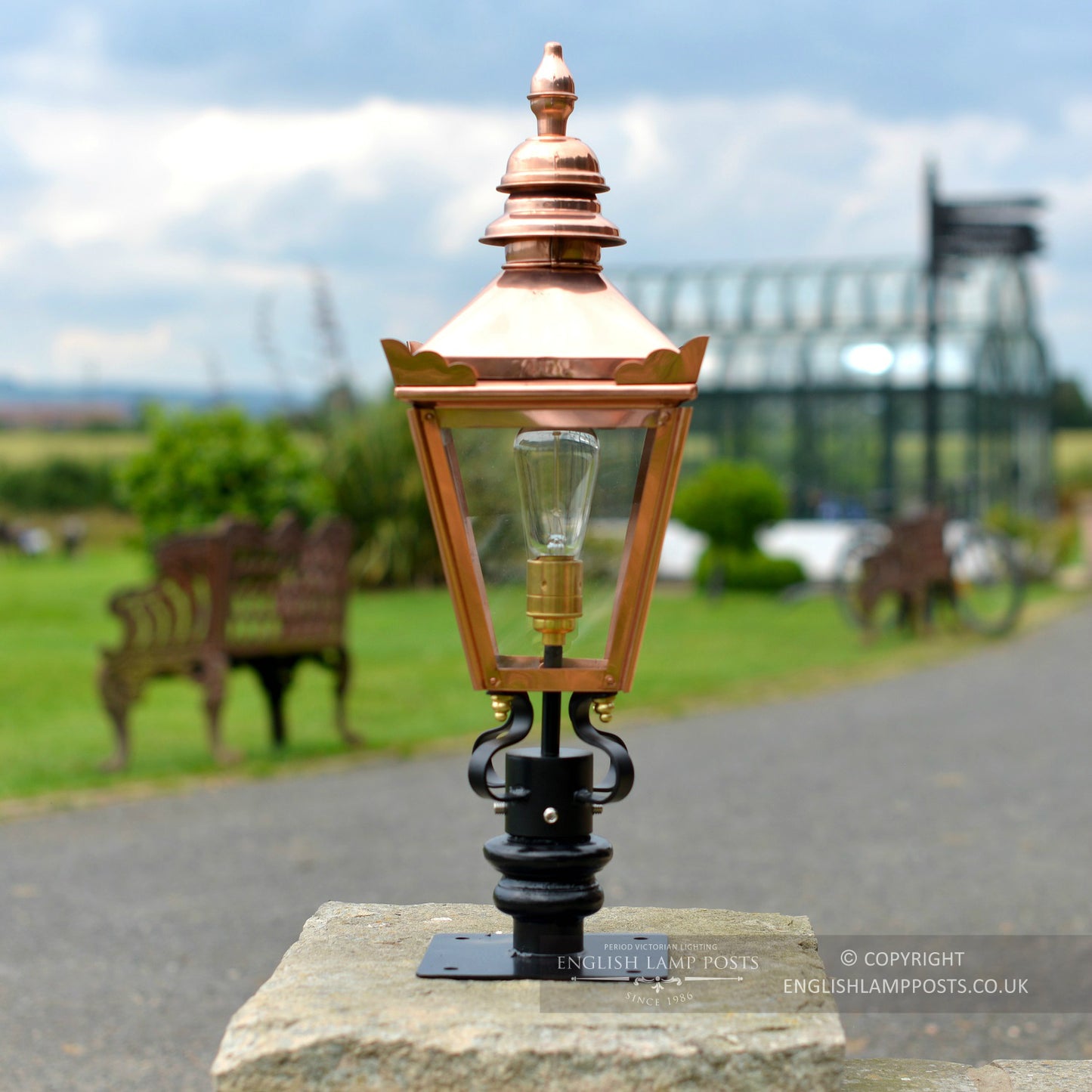 Copper Kensington Pillar Top Light Fitting
