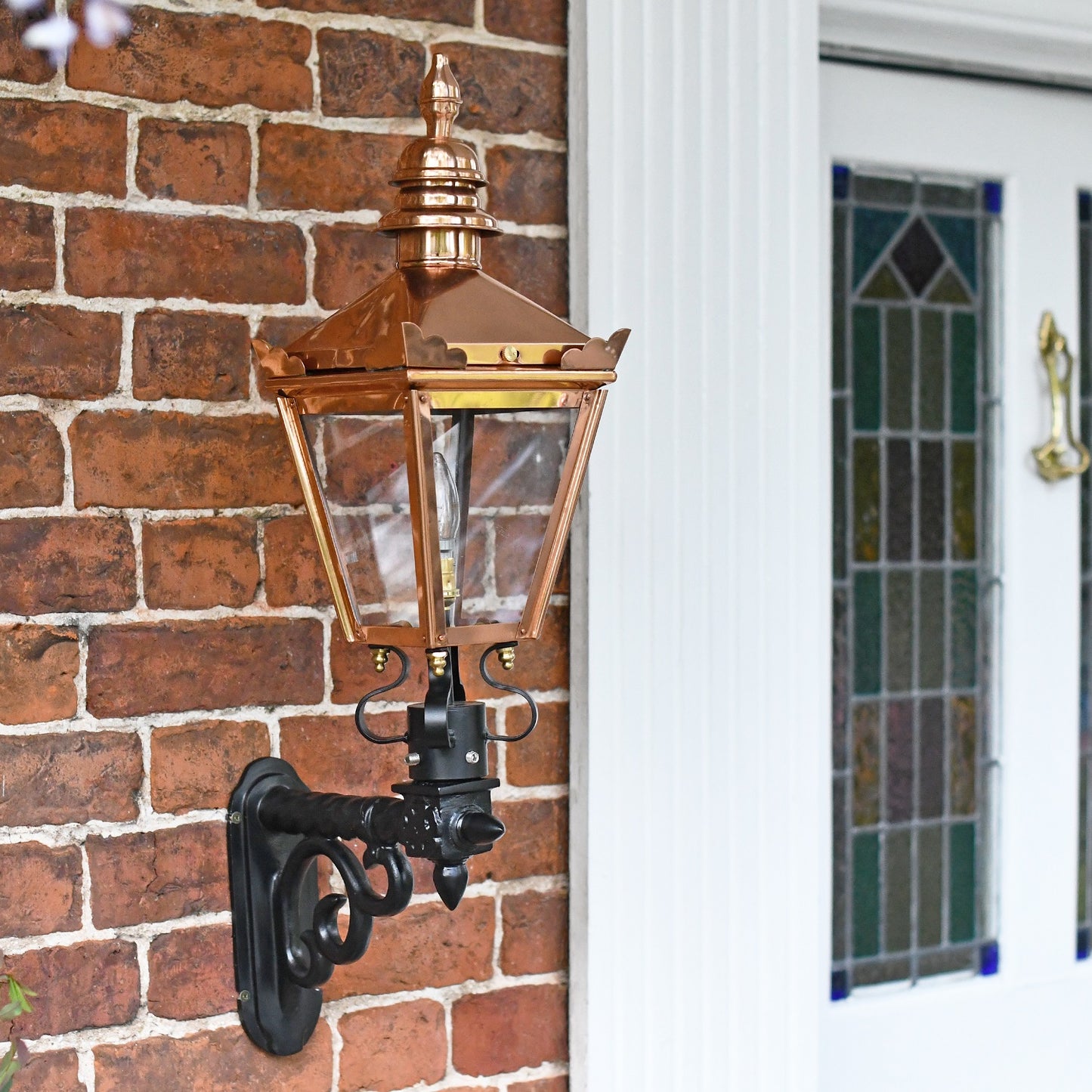Copper Kensington Wall Lantern Scrolled Bracket