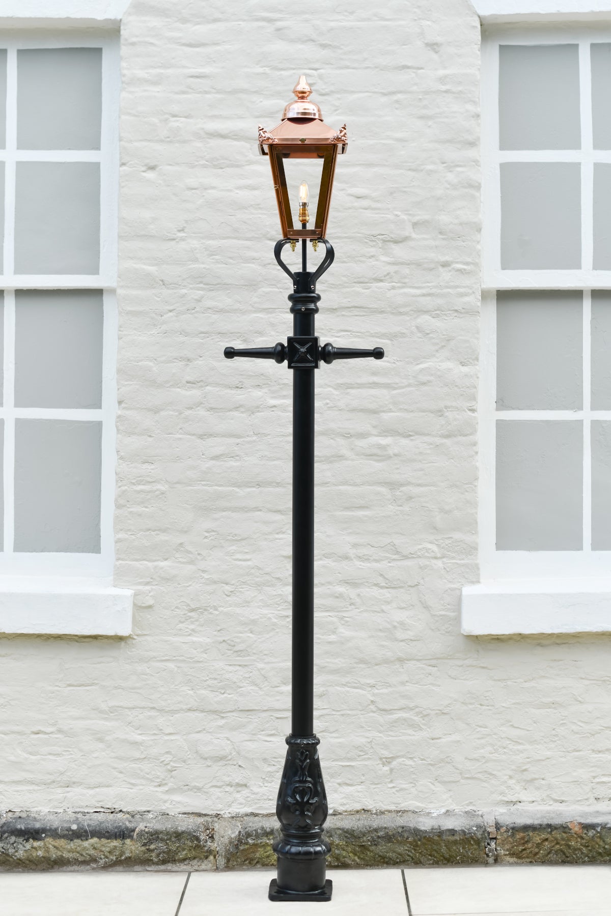 Copper Lantern and Lamp Post Set