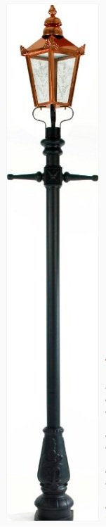 Copper railway station lamp post.