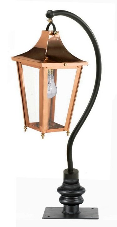 Copper swan neck driveway light