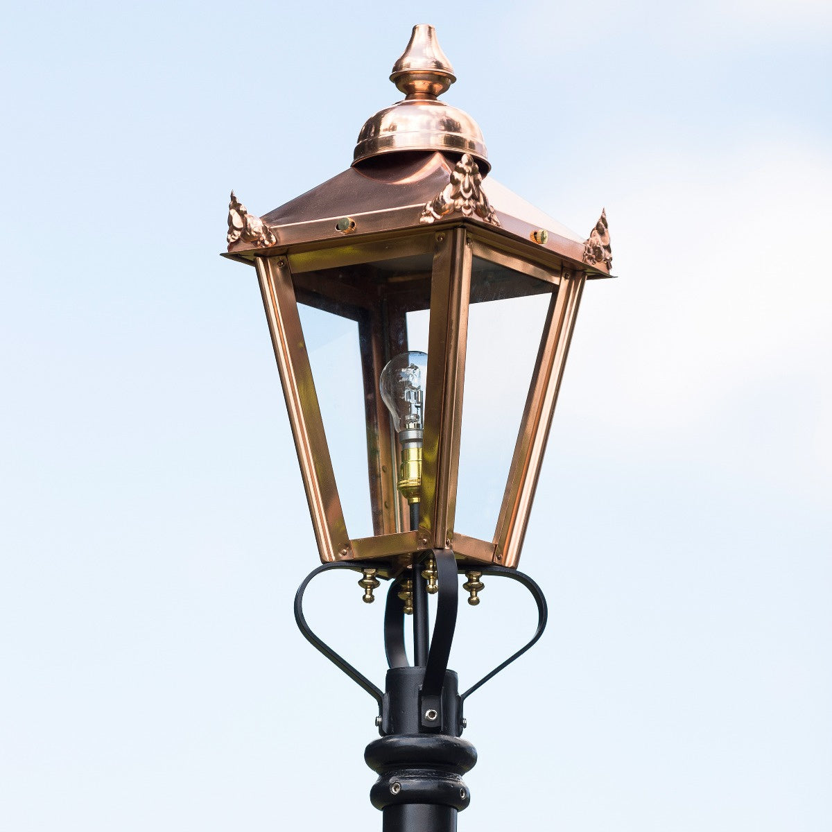 Close up of the copper lantern