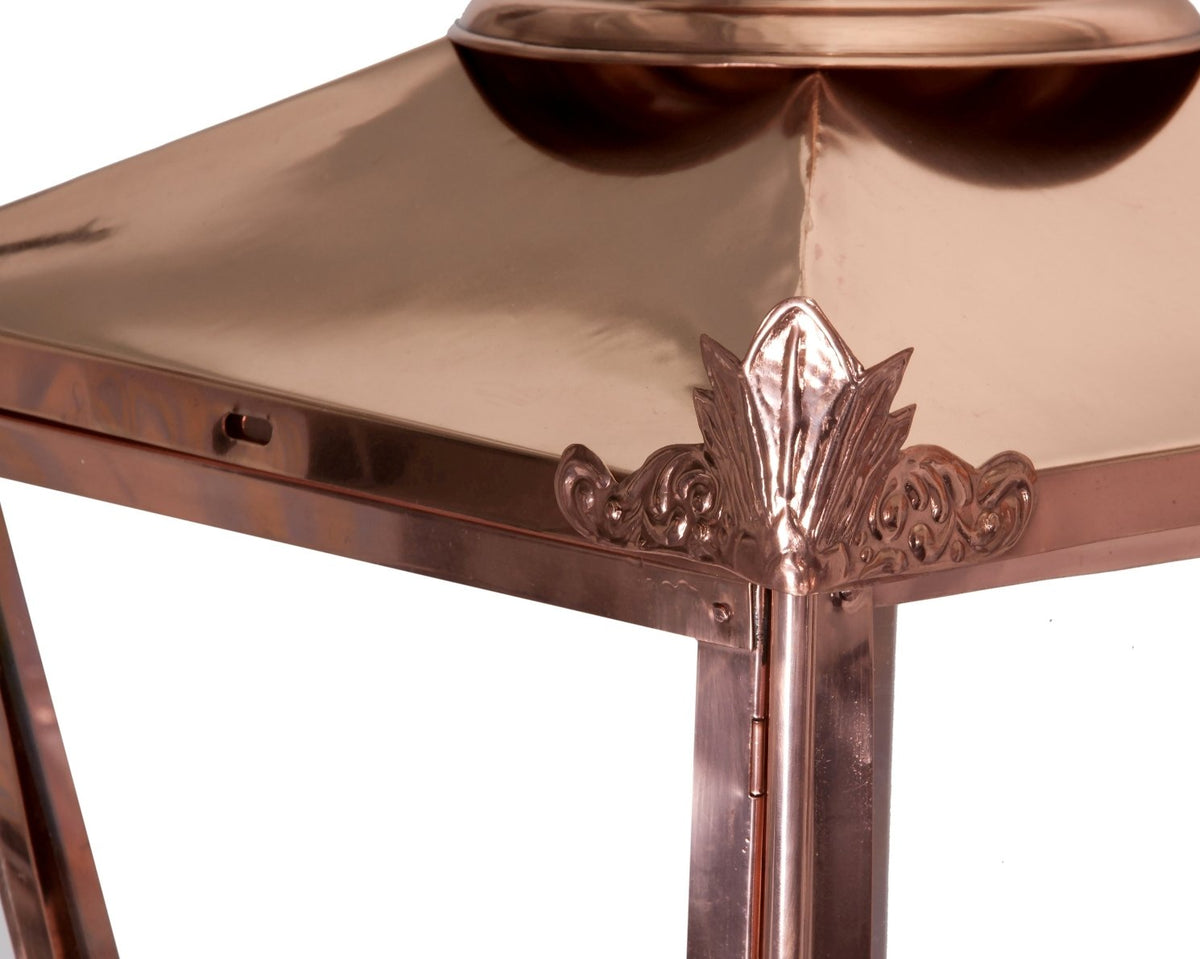 Copper garden wall light close up 